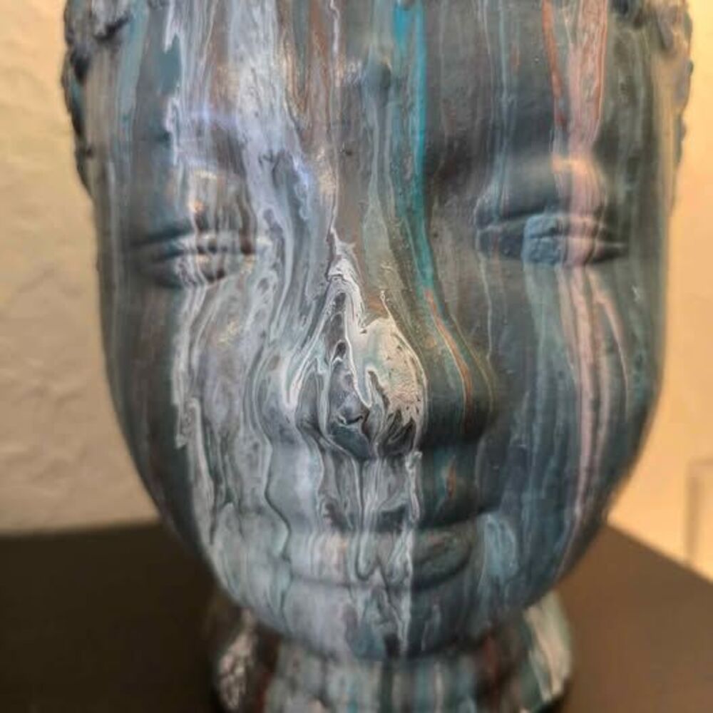 HANDCRAFTED Upcycled Buddah Head HANDPAINTED Tabletop Art Decor - Picture 4 of 11